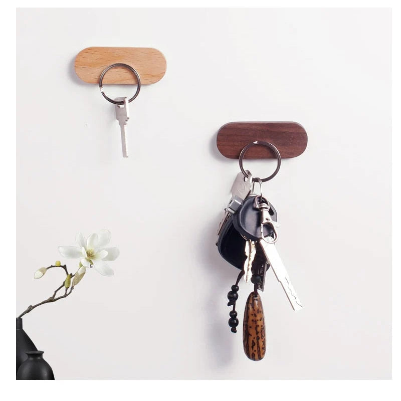 Key Holder Magnetic Wall Mount Natural Wood