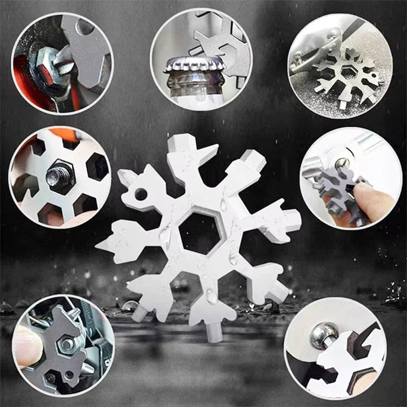 Keychain Multitool 18-in-1 Snowflake Wrenches & Screwdrivers