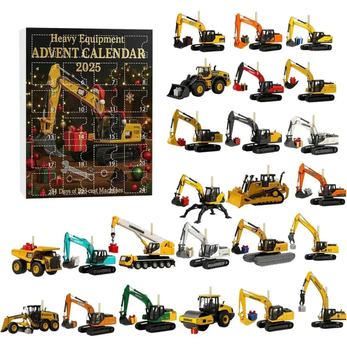 Kids Advent Calendar Construction Vehicles Shatter-Resistant Acrylic