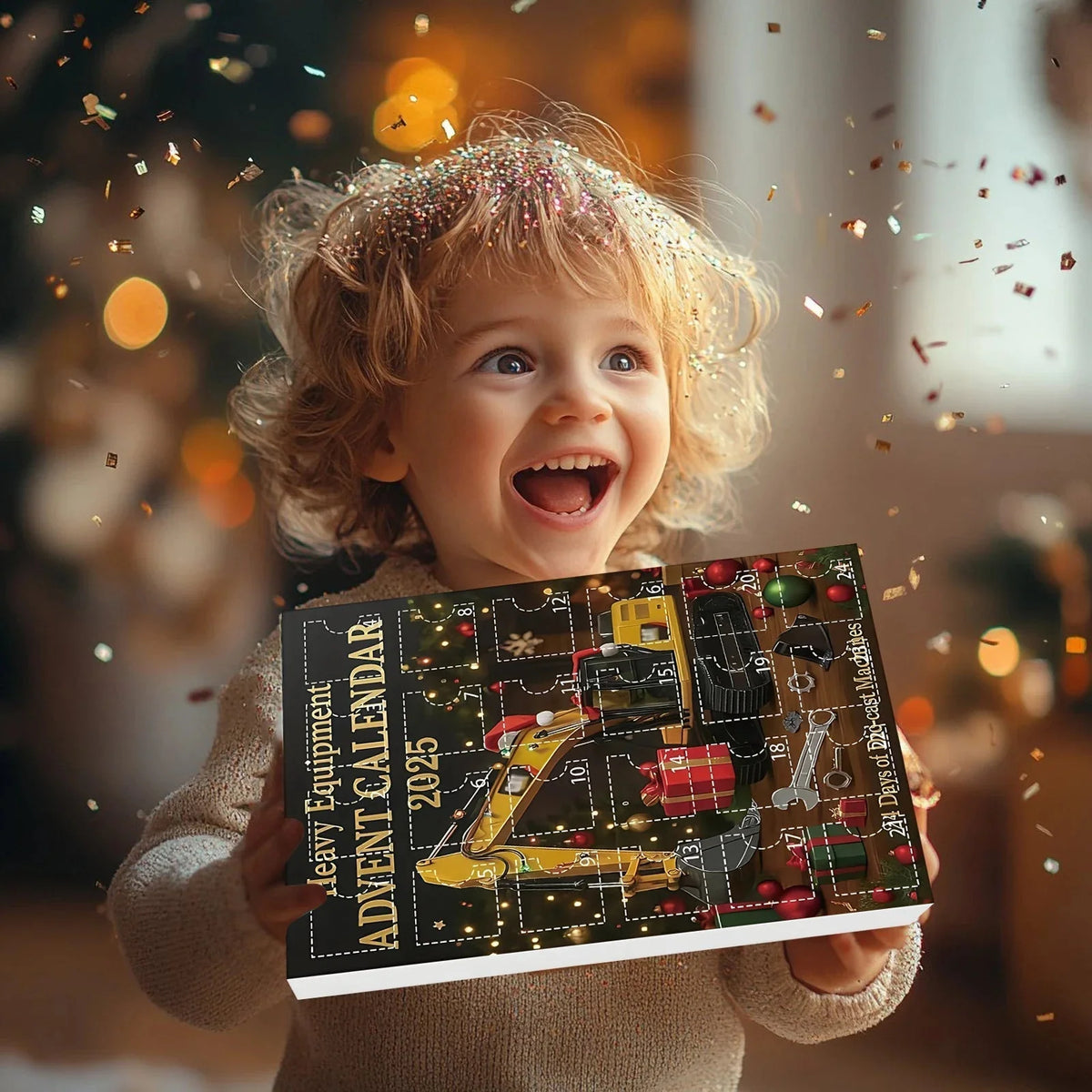 Kids Advent Calendar Construction Vehicles Shatter-Resistant Acrylic