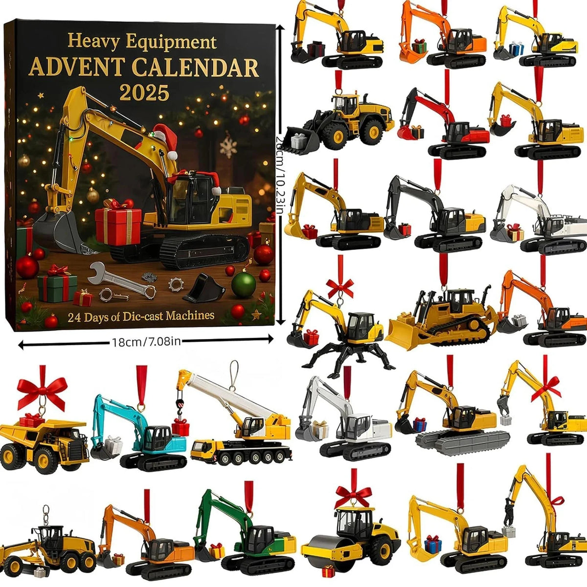 Kids Advent Calendar Construction Vehicles Shatter-Resistant Acrylic