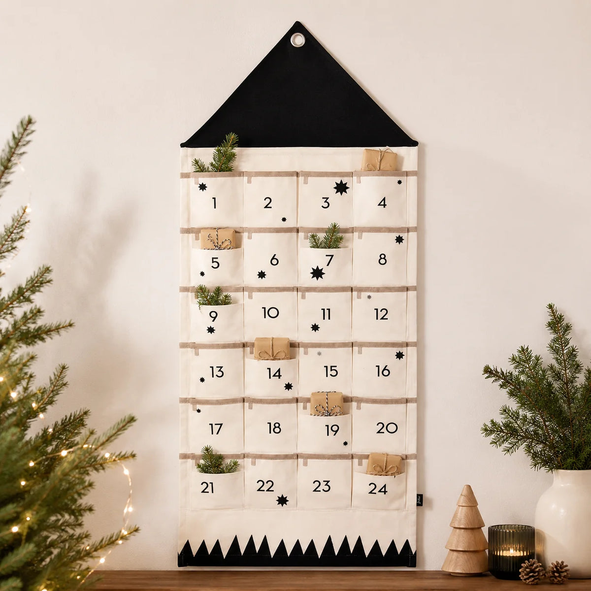 Kids Advent Calendar Fabric 24 Numbered Pockets