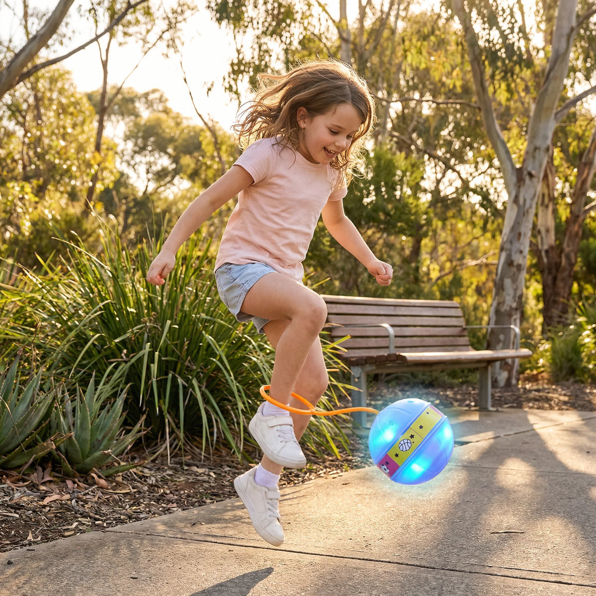Kids Ankle Bounce Ball Motion-Activated LED Adjustable Loop