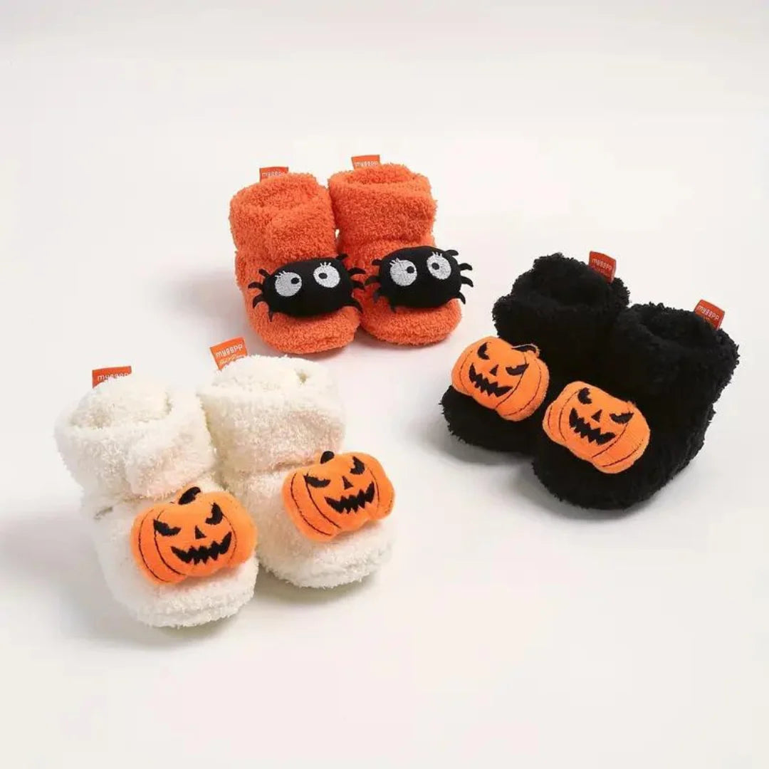 Kids Ankle Slippers Fleece-Polyester Slip-On Halloween Print