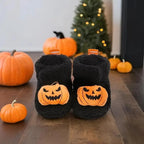 Kids Ankle Slippers Fleece-Polyester Slip-On Halloween Print