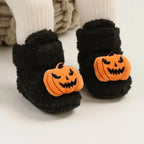 Kids Ankle Slippers Fleece-Polyester Slip-On Halloween Print