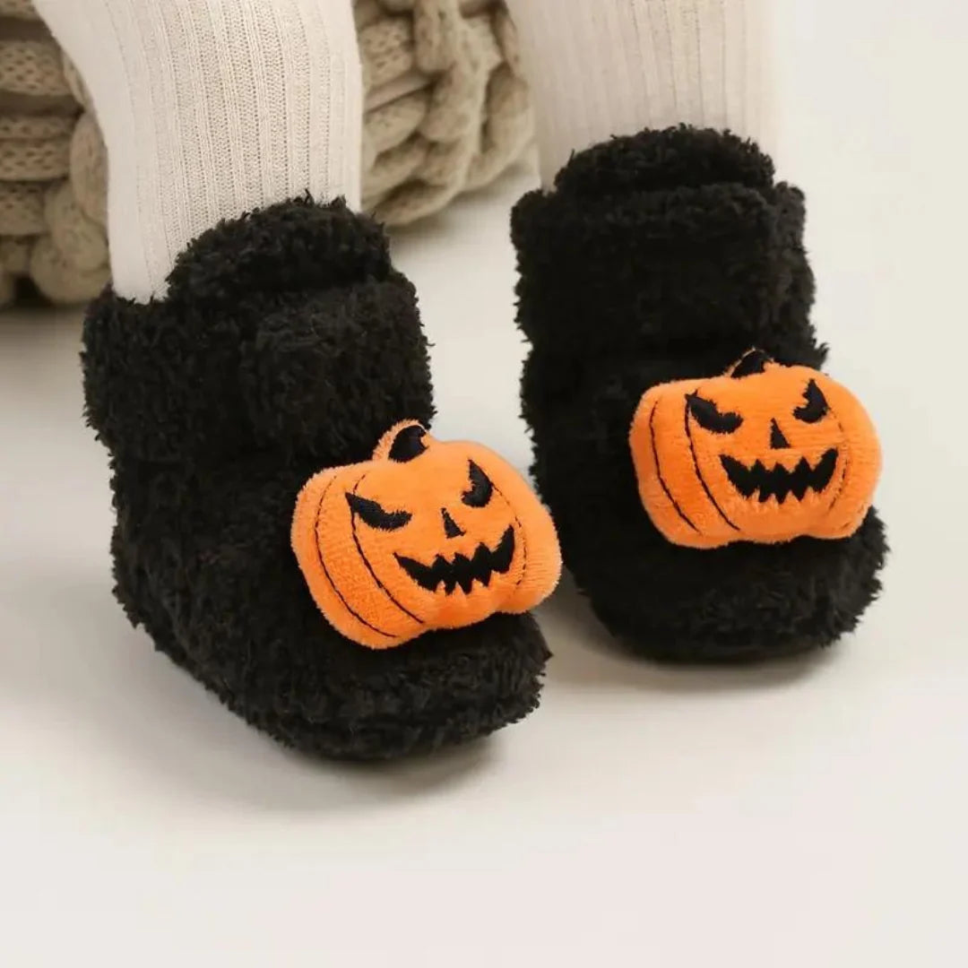 Kids Ankle Slippers Fleece-Polyester Slip-On Halloween Print