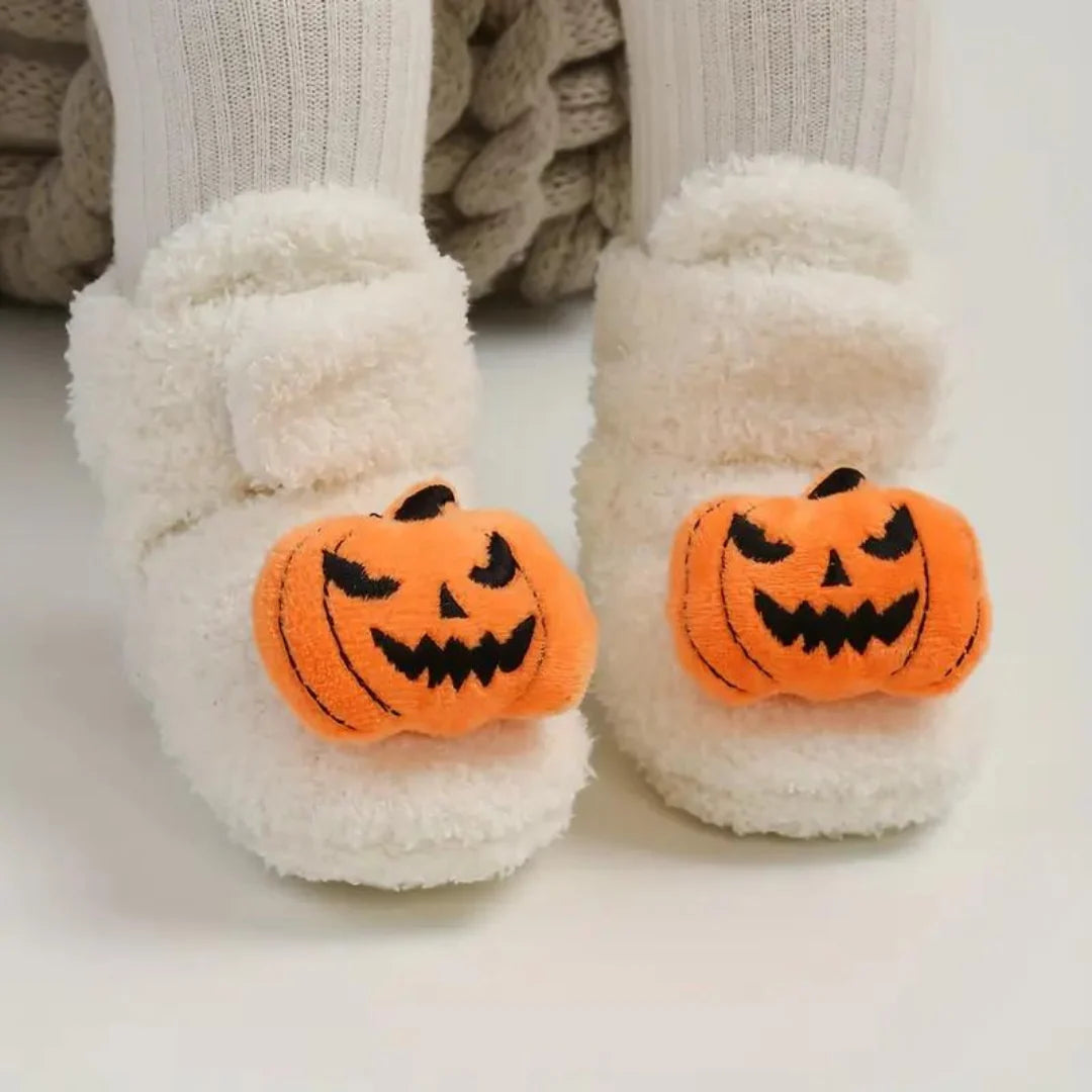 Kids Ankle Slippers Fleece-Polyester Slip-On Halloween Print