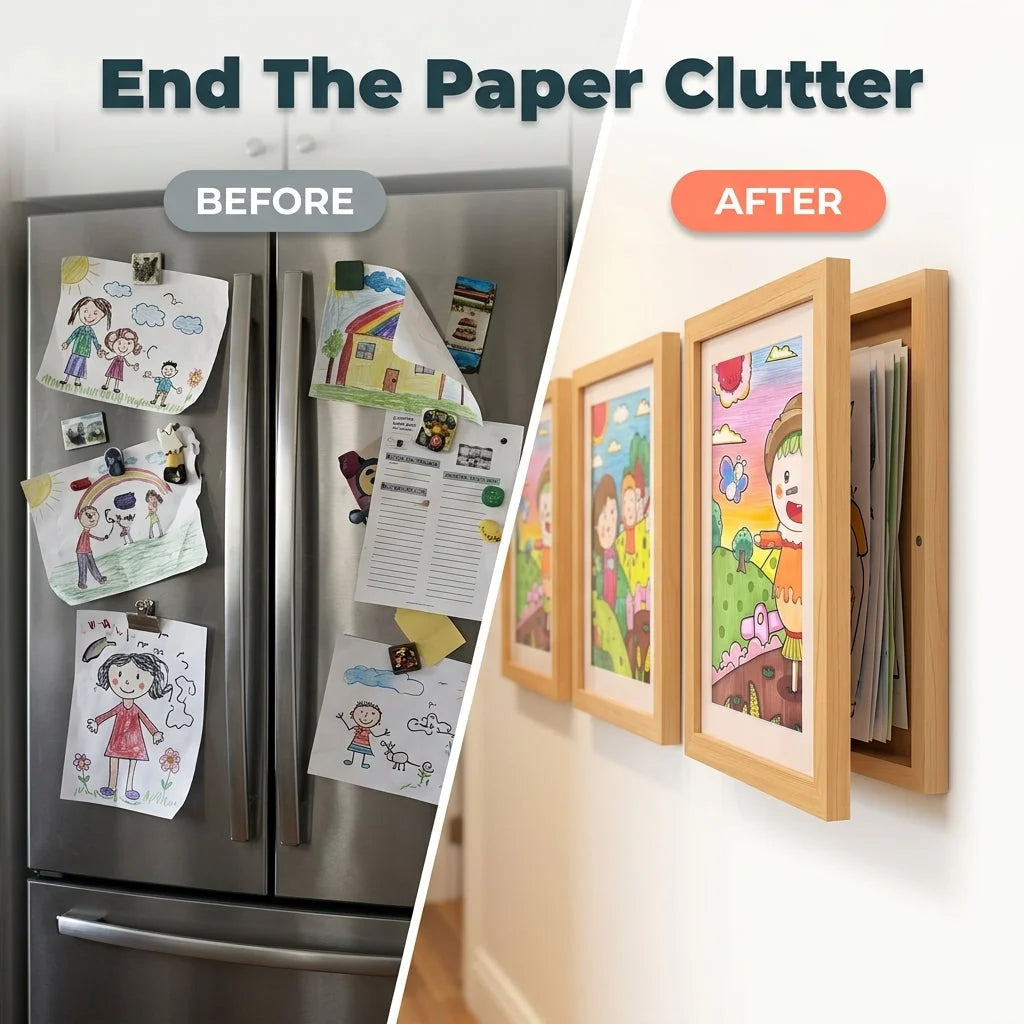 Kids' Art Frame Magnetic Latch 150-Sheet Storage Wall-Mount
