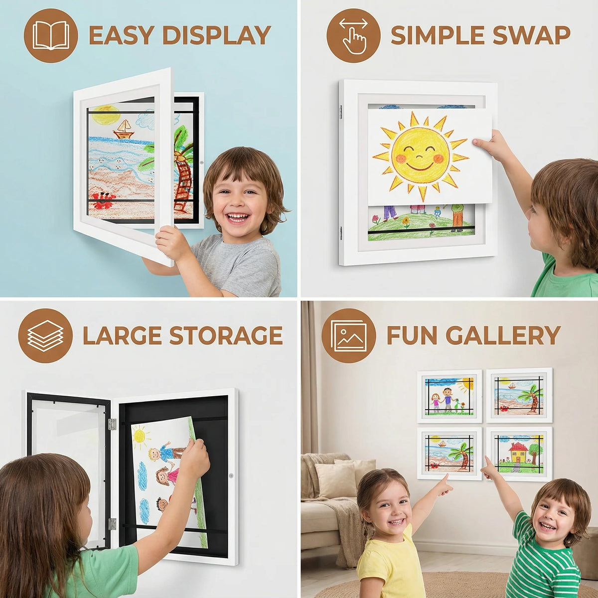 Kids Art Storage Frame Flip-Open Front Holds 150 Drawings