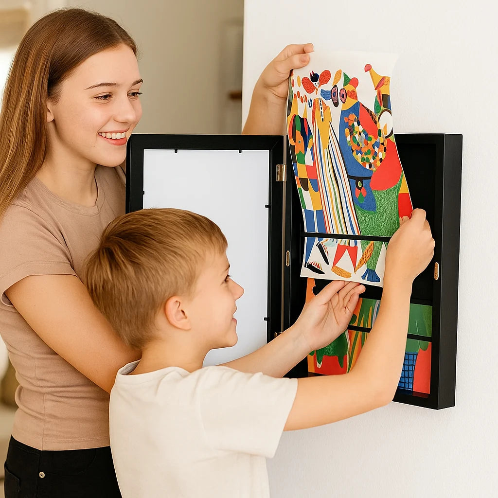 Kids Art Storage Frame Flip-Open Front Holds 150 Drawings