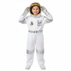 Kids Astronaut Costume Helmet & Metallic Gloves Space Patches