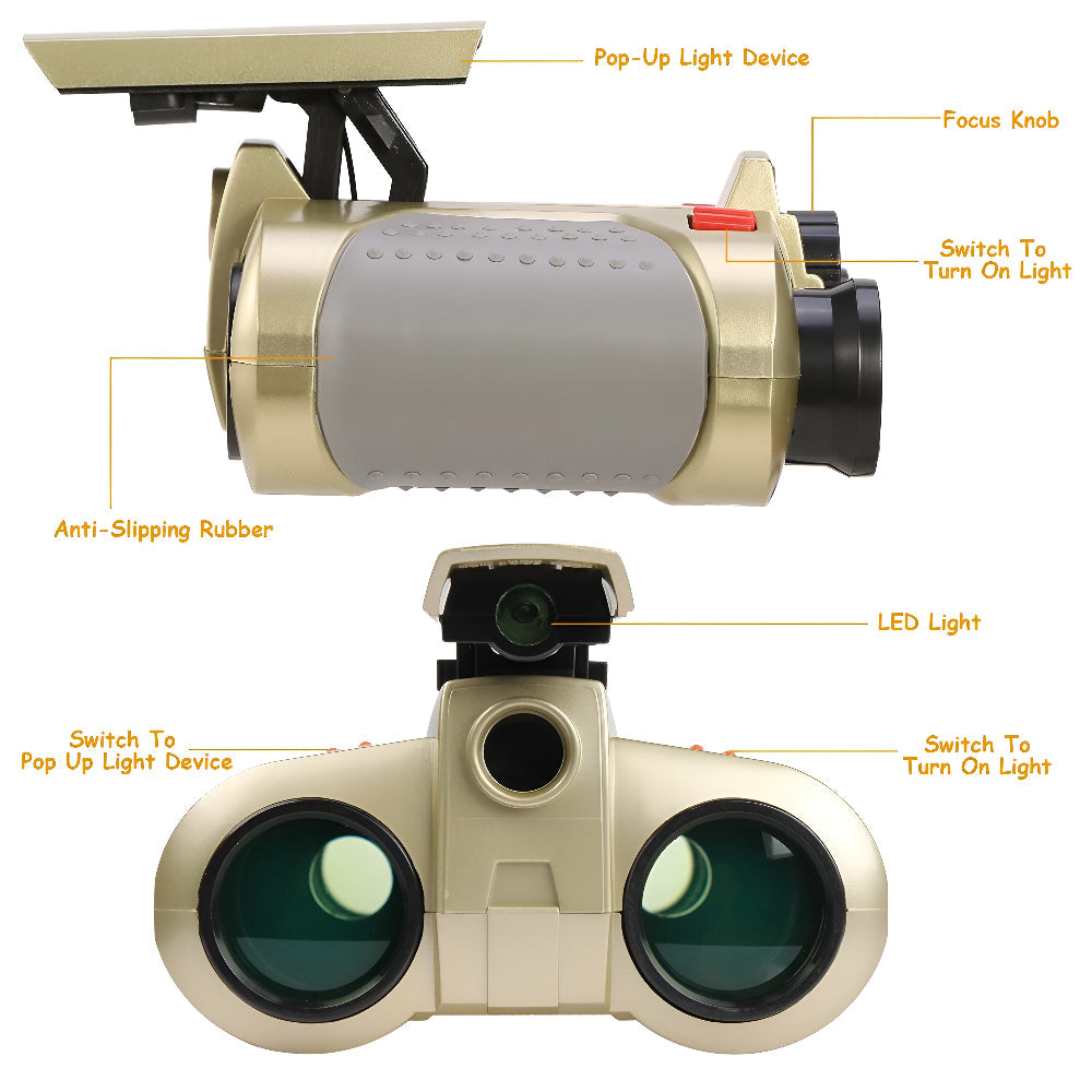 Kids Binoculars Night Vision 4X Magnification Shock-Resistant & Water-Resistant