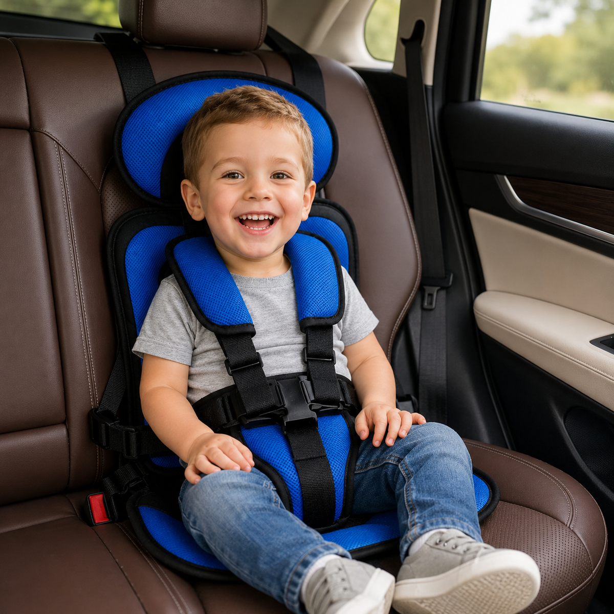 Kids Booster Car Seat Foldable Lightweight 5-Point Harness