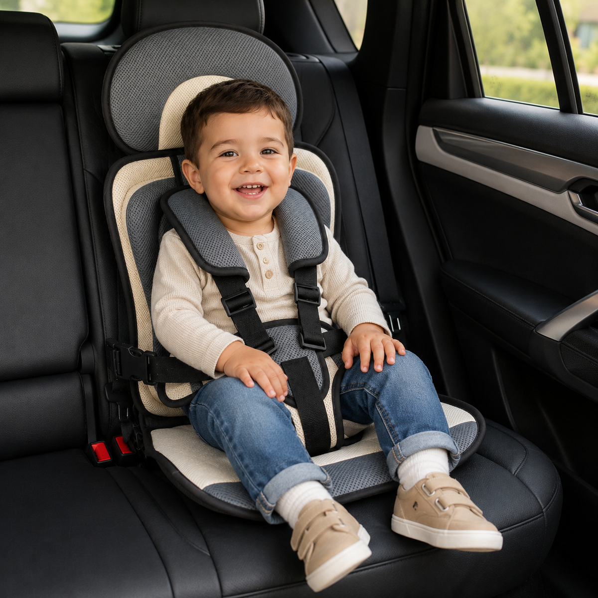 Kids Booster Car Seat Foldable Lightweight 5-Point Harness