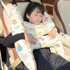 Kids Car Neck Pillow Ergonomic Cotton Blend Adjustable Straps