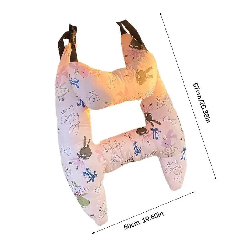 Kids Car Neck Pillow Ergonomic Cotton Blend Adjustable Straps