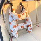 Kids Car Neck Pillow Ergonomic Cotton Blend Adjustable Straps