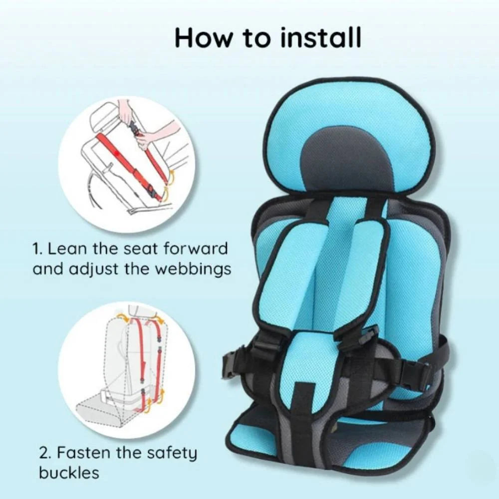 Kids Car Seat Cushion Padded Adjustable Seat Belt Compatible
