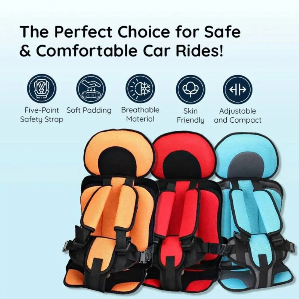 Kids Car Seat Cushion Padded Adjustable Seat Belt Compatible