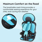 Kids Car Seat Cushion Snug Support Seat-Belt Compatible