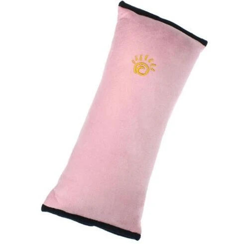 Kids Car Seat Pillow Plush Micro-Suede Seat Belt Attachment