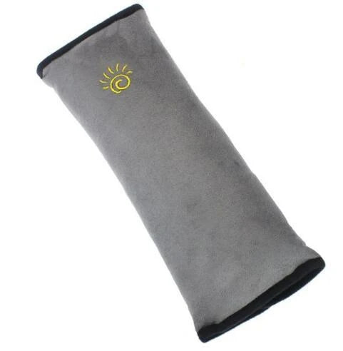 Kids Car Seat Pillow Plush Micro-Suede Seat Belt Attachment