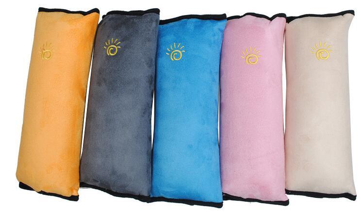 Kids Car Seat Pillow Plush Micro-Suede Seat Belt Attachment