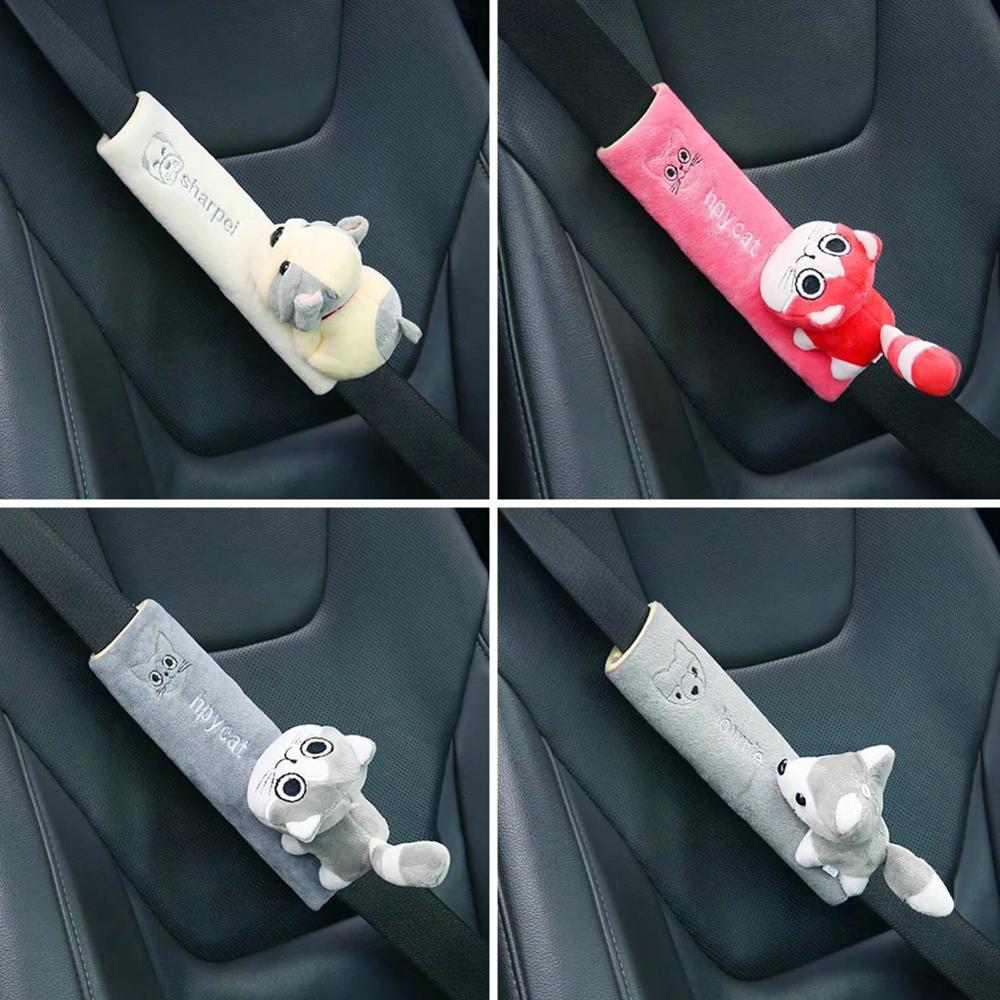 Kids Car Seat Shoulder Pad Plush Cotton & Velcro