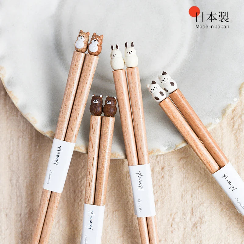 Kids Chopsticks Handmade Wooden Ergonomic Animal Sculptures