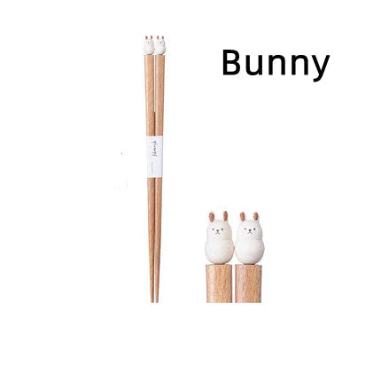 Kids Chopsticks Handmade Wooden Ergonomic Animal Sculptures