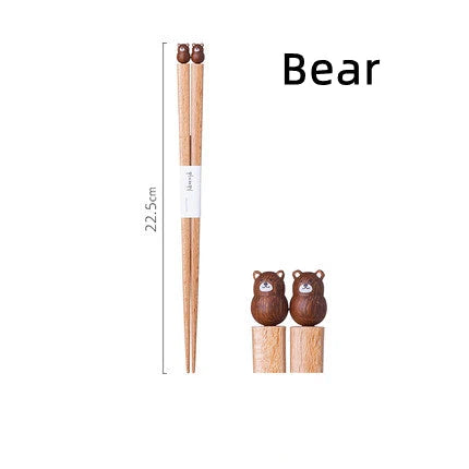 Kids Chopsticks Handmade Wooden Ergonomic Animal Sculptures