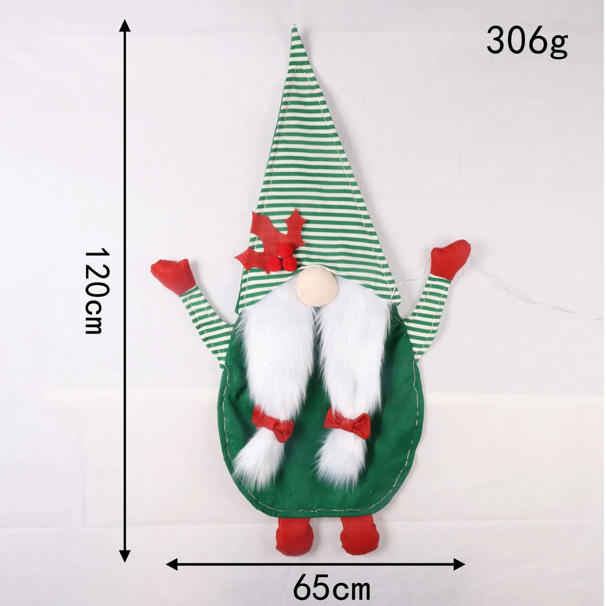 Kids Christmas Stocking Grinch Motif Plush Fabric 16.5 Inch