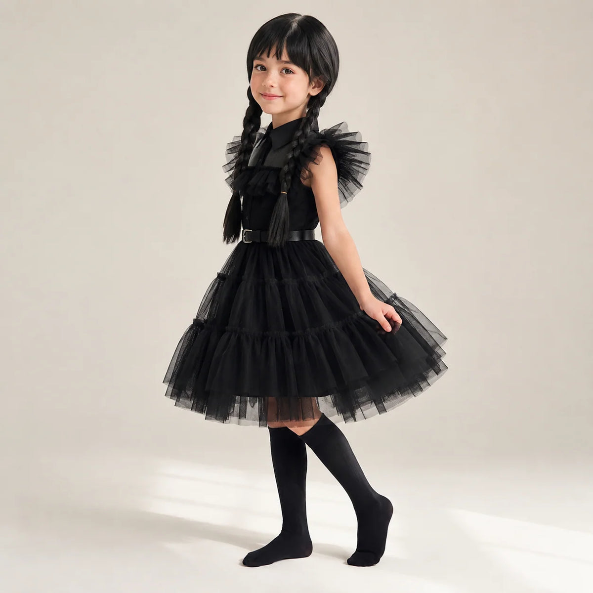 Kids Costume Gothic Schoolgirl Layered Tulle Wig & Accessories