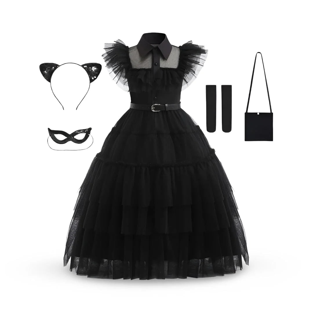 Kids Costume Gothic Schoolgirl Layered Tulle Wig & Accessories