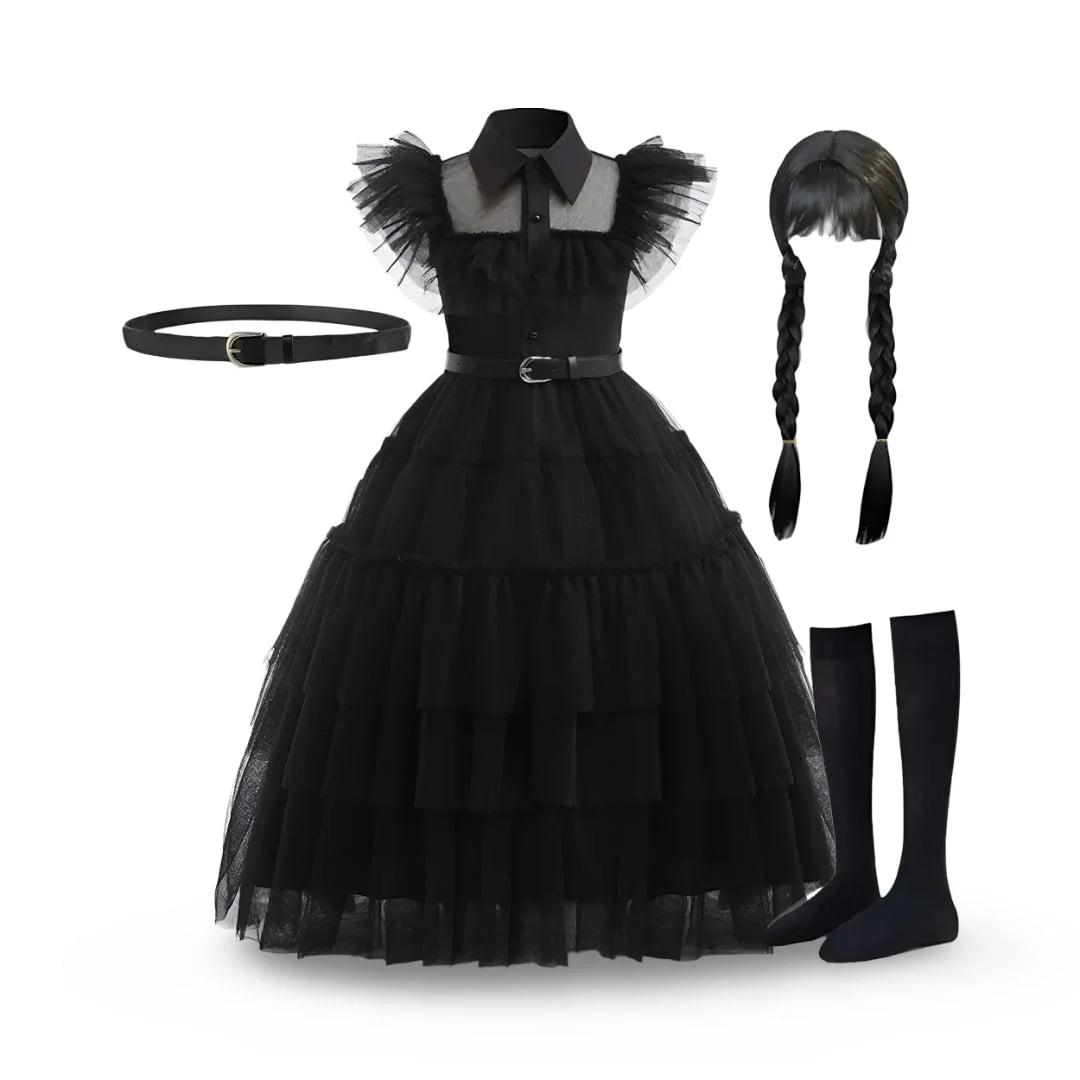 Kids Costume Gothic Schoolgirl Layered Tulle Wig & Accessories