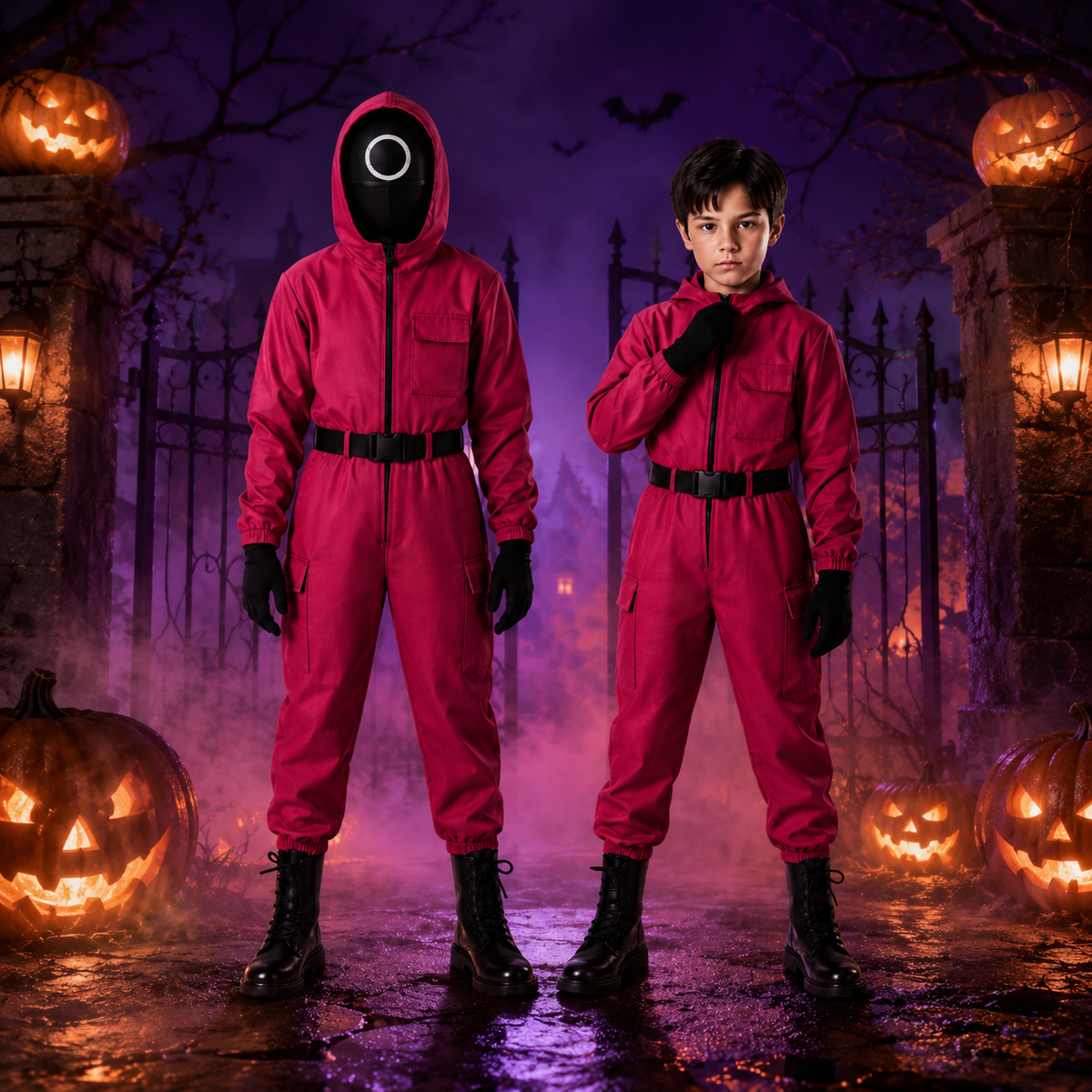Kids Costume Jumpsuit Hooded All In One Set