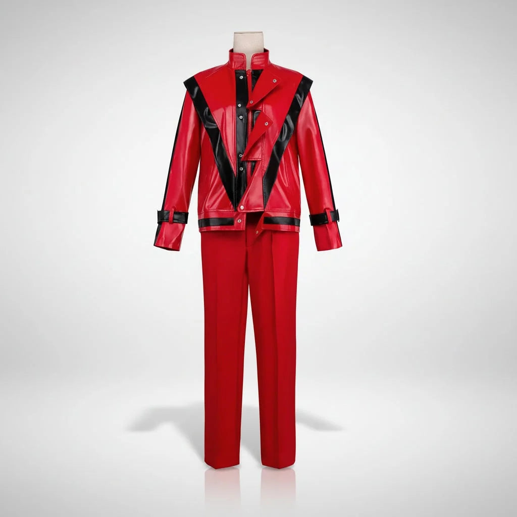 Kids Costume Two-Piece Red Faux Leather Jacket & Pants