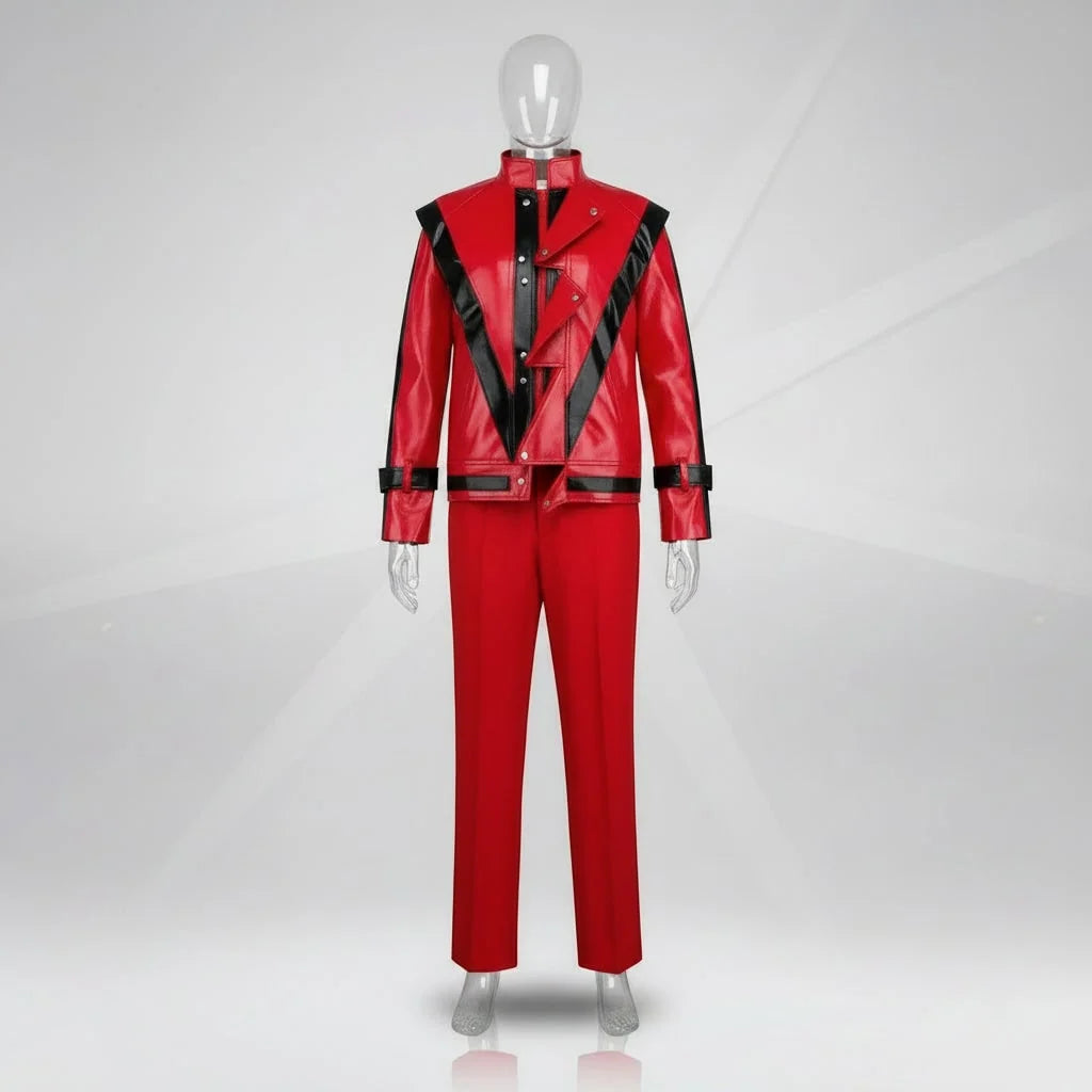Kids Costume Two-Piece Red Faux Leather Jacket & Pants