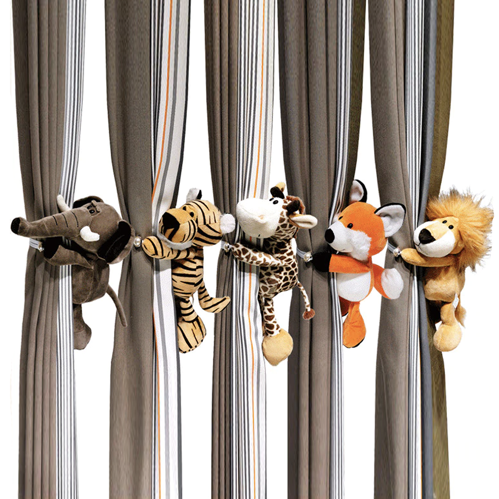 Kids Curtain Tiebacks Plush Animal Set of 2