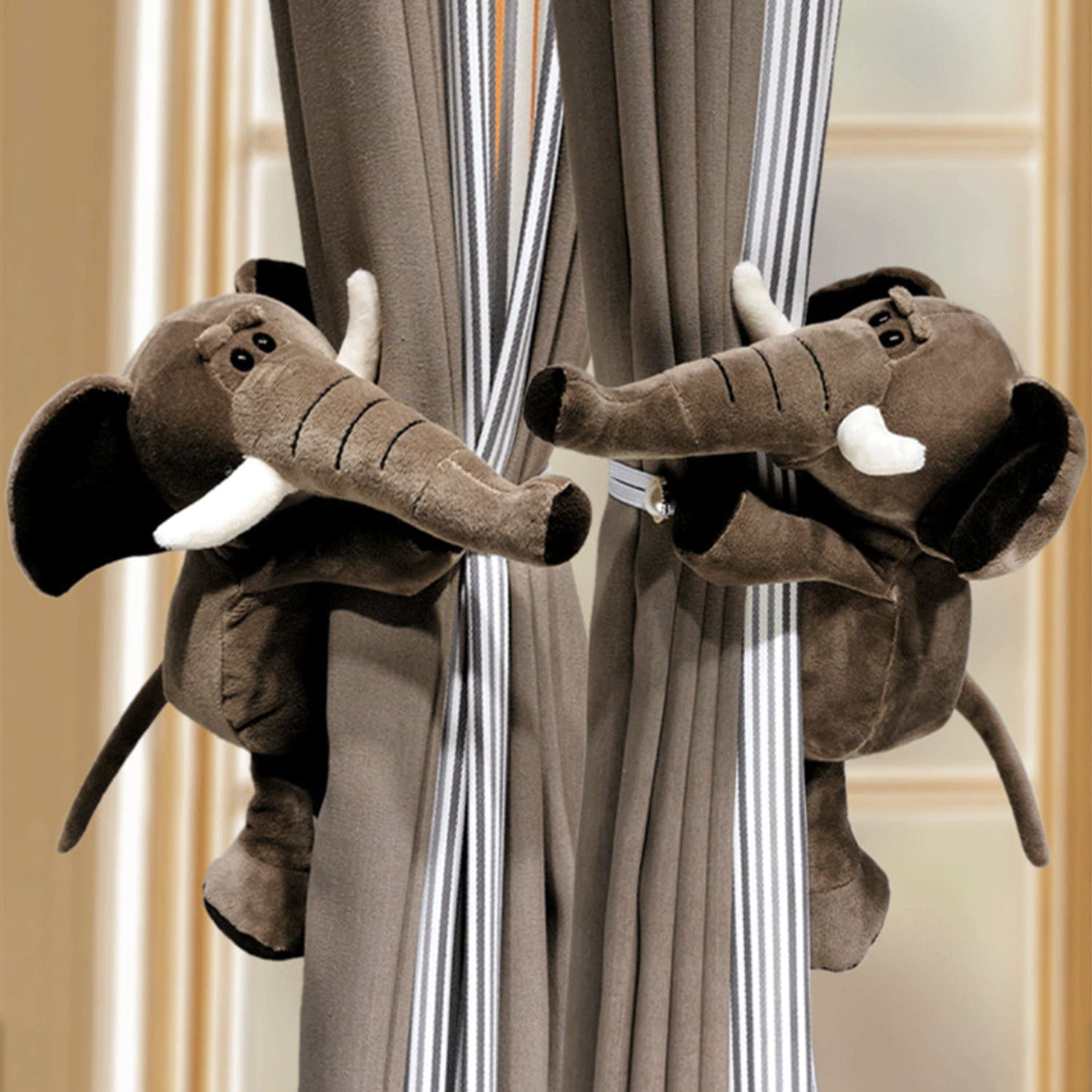 Kids Curtain Tiebacks Plush Animal Set of 2