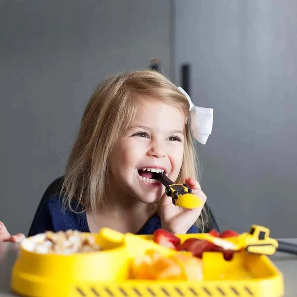 Kids Cutlery Set Bulldozer Design Food-Safe & BPA-Free