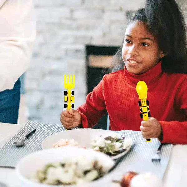 Kids Cutlery Set Bulldozer Design Food-Safe & BPA-Free