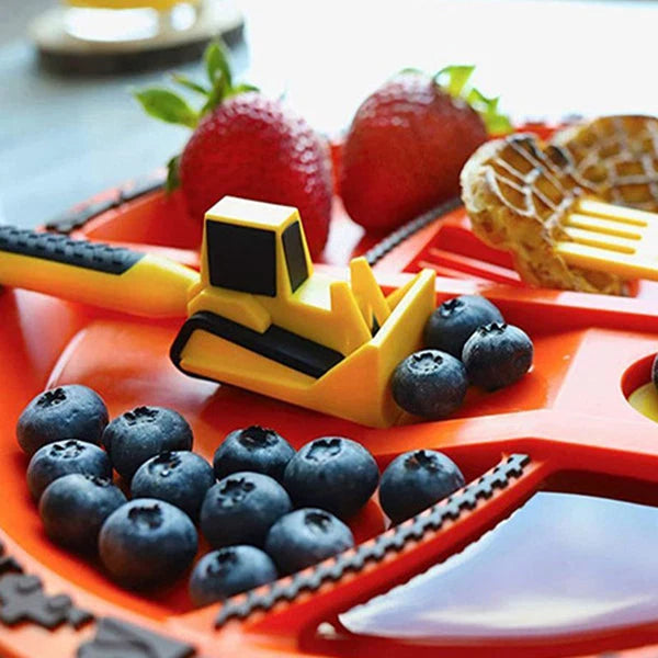 Kids Cutlery Set Bulldozer Design Food-Safe & BPA-Free