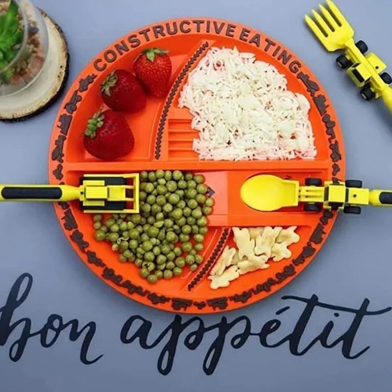 Kids Cutlery Set Bulldozer Design Food-Safe & BPA-Free