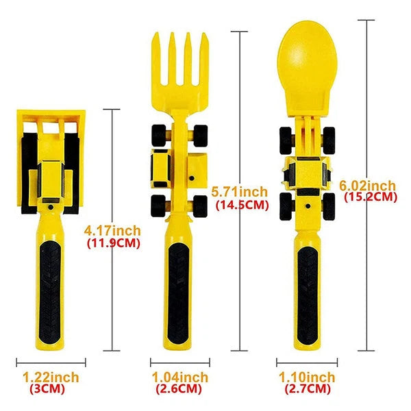 Kids Cutlery Set Bulldozer Design Food-Safe & BPA-Free