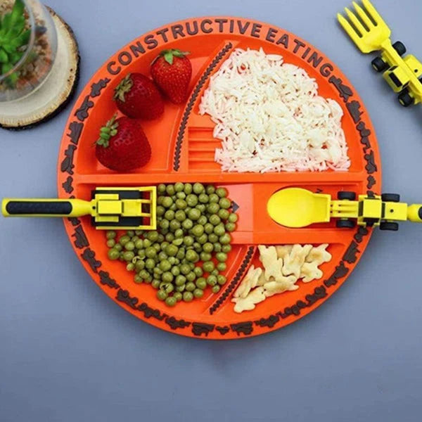 Kids Cutlery Set Bulldozer Design Food-Safe & BPA-Free