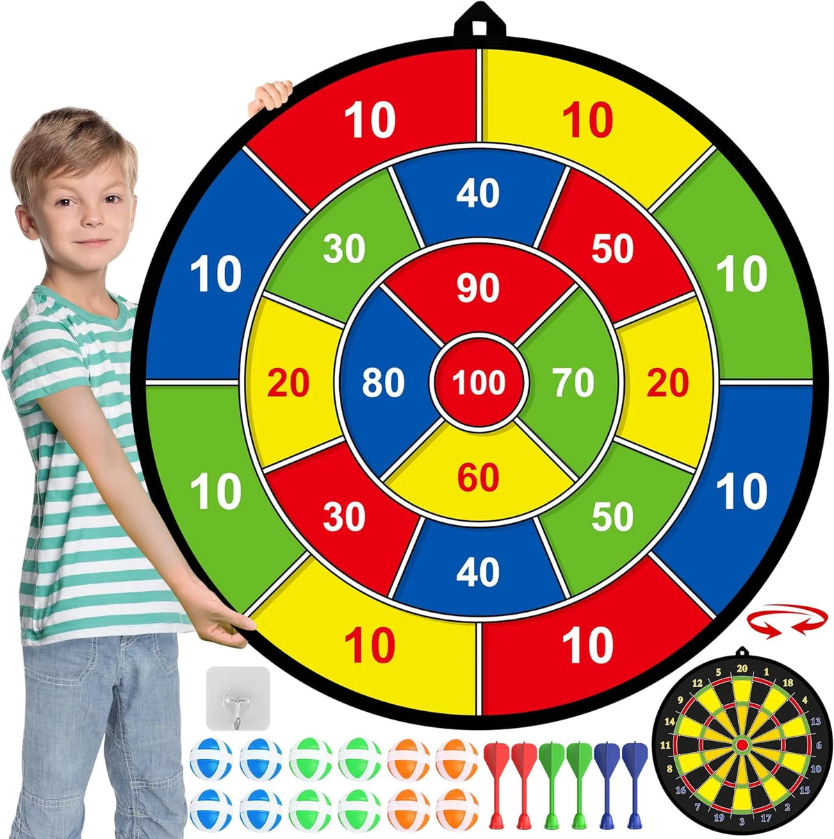 Kids Dartboard Double-Sided 74 cm Velcro Set