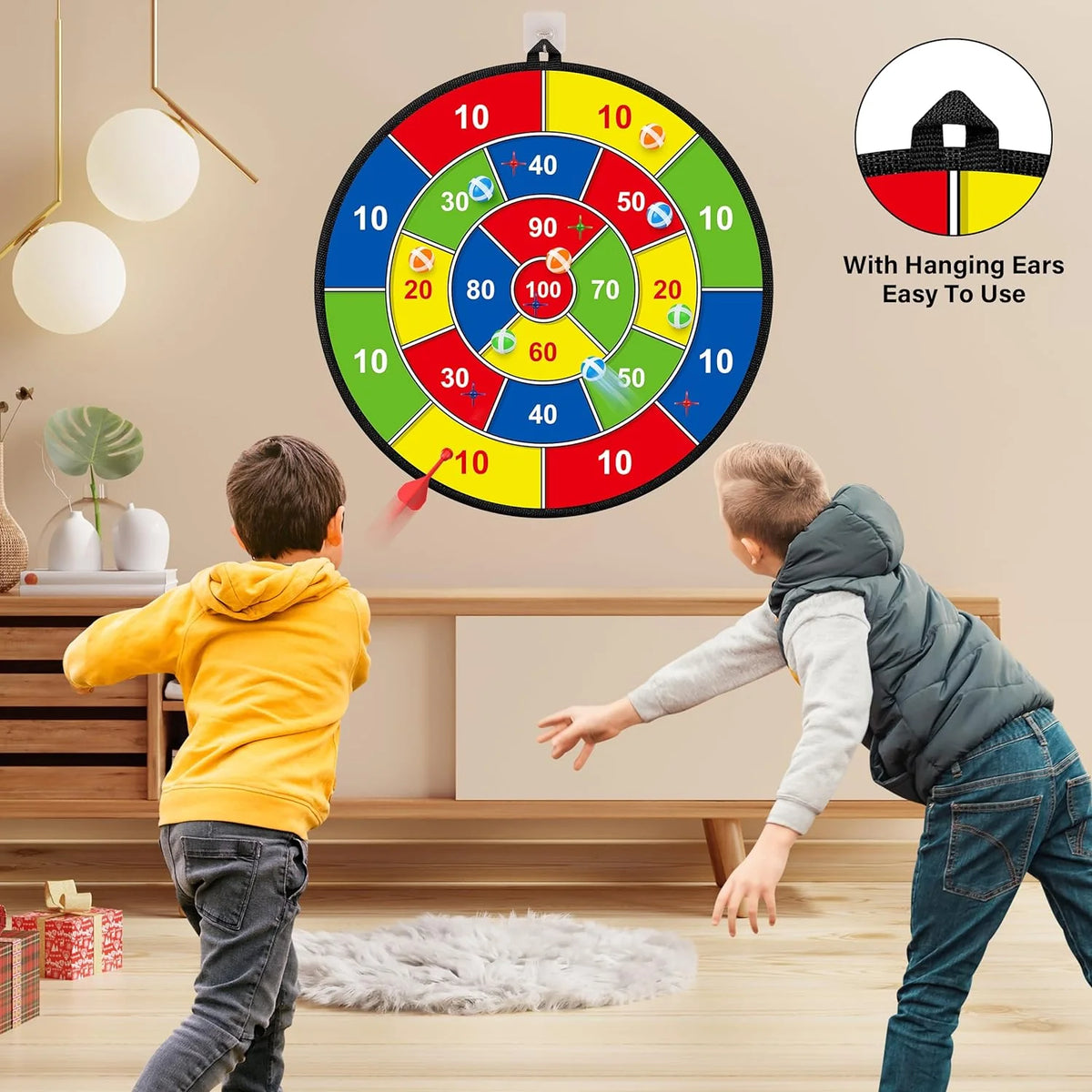 Kids Dartboard Double-Sided 74 cm Velcro Set