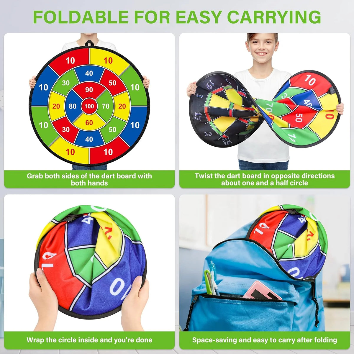 Kids Dartboard Double-Sided 74 cm Velcro Set